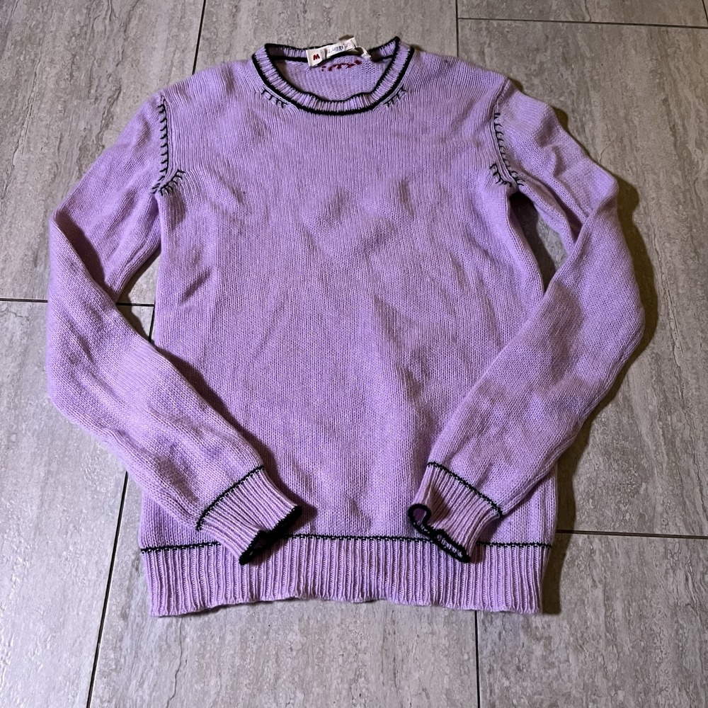 Marni Womens Purple Knit Back Zip Contrast Stitch Sweater IT 40 S FX379
